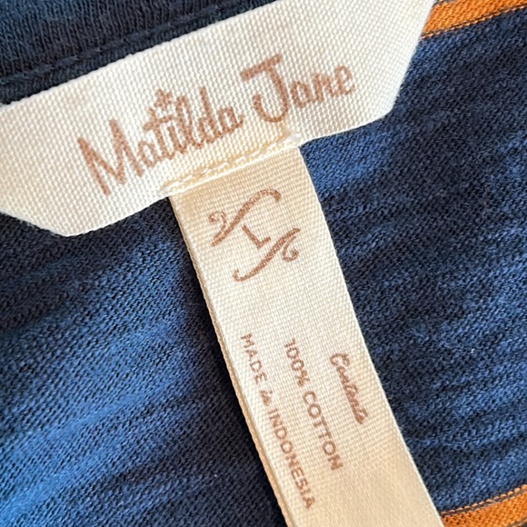 Matilda Jane "Moments With You" Striped Tee w Gathered Sleeves w MEASUREMENTS - Picture 3 of 12